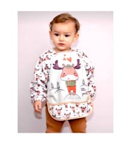 Geyik Unisex Kollu Faliyet Mama Önlüğü 0/36 Ay Sıvı Geçirmez