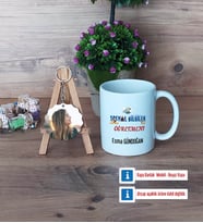 Sosyal Bilgiler Öğretmeni Kupa Bardak Beyaz ve Fotoğraflı Ahşap Anahtarlık Hediye Öğretmenler Günü Hediyesi (Model 1)