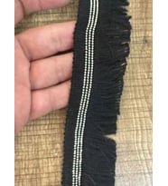 ZİNCİRLİ ÇİFT TARAFI PÜSKÜLLÜ SİYAH ŞERİT DİKİŞ GİYİM AKSESUARI EN 4 CM (1 METRE )