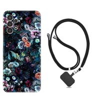 Samsung Galaxy M14 Kılıf Resimli Boyun Askılı İpli Desenli Silikon Great Flowers 1304