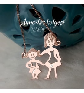 Vaoov Anne Kız Gümüş Anneler Günü Kolyesi (262484765) (Rose)