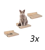 Barış Dizayn Doğal ahşap Duble kedi basamağı kedi duvar yürüyüş yolu parkur (3 adet)