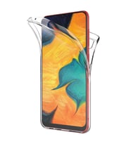 Samsung Galaxy A30 360 Derece Kılıf Silikon Şeffaf Ön Arka