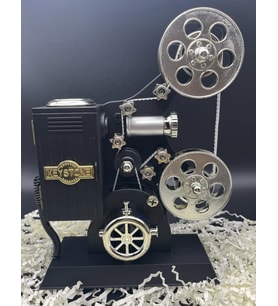 Kişiselleştirilmiş Sinema Makinası Müzik Kutusu (Koyu Kahverengi - Kum Rengi)