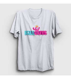 Presmono Unisex Beyaz Logo V2 Oyun Fall Guys T-Shirt 361157tt