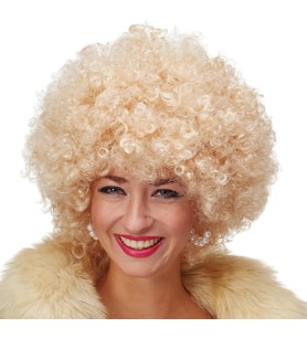 Altın Renk Kıvırcık Afro Parti Peruğu