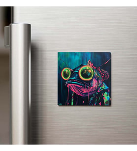 Anglerfish - Fener Balığı - Güneş Gözlüklü Style - Buzdolap Magneti - 9x9 Cm
