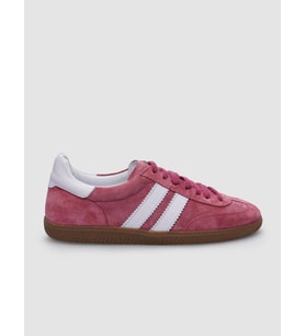%100 Hakiki Deri Koyu Pembe Bağcıklı Kadın Sneaker