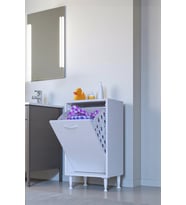 Eliusta Sare 40 cm Beyaz Sepetli Banyo Dolabı,Mutfak Dolabı 40x75x32,5 cm Oyuncak Sepeti Çok Amaçlı Dolap