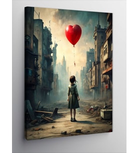 Kanvas Tablo Uçan Balon Ve Kız