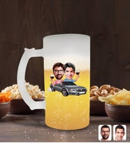 BK Gift Kişiye Özel Kankalar Karikatürlü Buzlu Cam Bira Bardağı 50cl-1 (Beyaz)