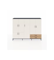 Arges Dolap 12 Raflı 2 Çekmeceli 7 Kapaklı 220x30x163 Antrasit-Aytaşı/Çam
