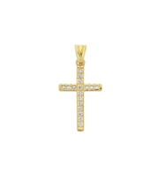 Altın Klasik Taşlı Cross Kolye Ucu