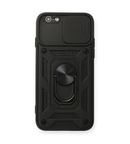 Apple İphone 6 Kılıf Pars Lens Yüzüklü Silikon - Siyah