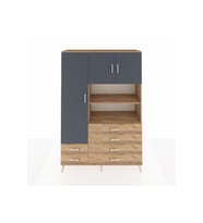 Hyperion Dolap 8 Raflı 6 Çekmeceli 3 Kapaklı 132x44x195 Çam-Antrasit/Çam