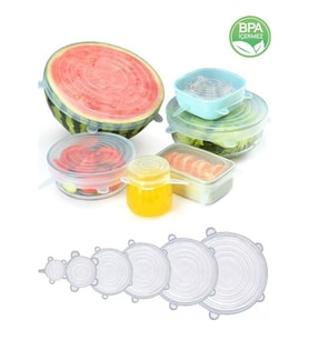 Silikon Streç Kapak Seti 6 Adet Kupa Bardak Kavanoz Kase Bonesi 6 Lı Silikon Kapak Seti Bpa içermez