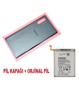 Tkgz Samsung Galaxy NOTE 10 PLUS Arka Pil Batarya Kapağı + PİL (CAM) SİYAH