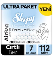 Sleepy Bio Natural Premium Plus Airbag Comfort Ultra Paket Bebek Bezi 7 Numara Xxlarge 112 Adet
