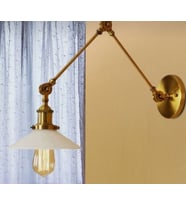 MYLİGHTS  RETRO  RUSTİK VİNTAGE ÜÇ MAFSALI APLİK   BEYAZ BAŞLIK OKUMA LAMBASI  (Eskitme Altın)