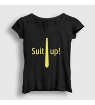 Presmono Kadın Siyah Suit Up How I Met Your Mother T-Shirt 195723tt