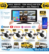 Okul Servisleri Için 10.36" Dokunmatik Ekranlı 4 Kameralı Kayıtlı Video Müzik Telefon Ekran Yansıtma Özellikli Tak Kullan Kamera Seti