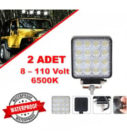 2 Adet Off Road Sis Farı Lambası 16 Led 48Watt Kare Çalışma Lambası