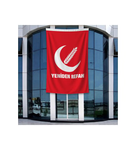 Yeniden Refah Partisi Kırmızı Bayrak 140gr Premium Raşel Kumaş 400x600cm