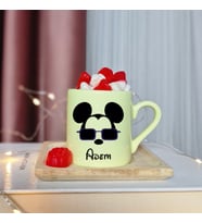 Mickey Mouse Tasarımlı Kişiye Özel Sarı Türk Kahvesi Fincanı