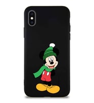 Apple iPhone X Soft Premier Kapak Mickey Mouse-G Tasarımlı Silikon Kılıf - Siyah (Şeffaf)