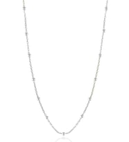 Kadın Gümüş Top Top Zincir Beyaz Altın Kaplama Toplu Kolye Özel 1.2mm Mücevher (Beyaz - Altın Rengi)