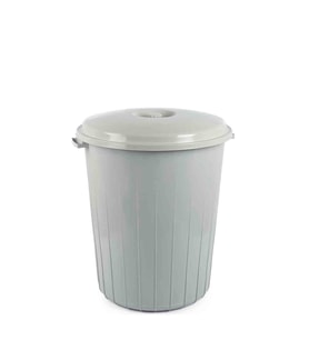 50 Lt Kapaklı Yuvarlak Plastik Çöp ve Su Kovası - Bahçe ve Balkon İçin