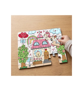 Sevgililer Günü Sahnesi Tasarımlı 24 Parça Ahşap Çocuk Puzzle MPK0196