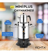 Remta Mini Plus Tek Demlikli Çay Makinesi 8 Lt - R29P Paslanmaz Çelik Sanayi Tipi Profesyonel & Çay Otomatı & Çaycı & Çaymatik & Semaver