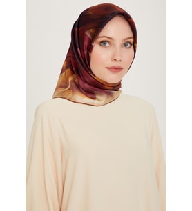 Armine Nostalji Serisi Sura İpek Eşarp 9244DS-01 (Somon-Beyaz-Nude)