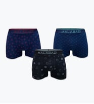 Malabadi Desenli Modal Erkek Boxer 3 Adet 3M252 (Siyah-Lacivert)