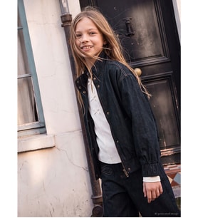 LCW Kids İndigo Dik Yaka Kız Çocuk Jean Ceket
