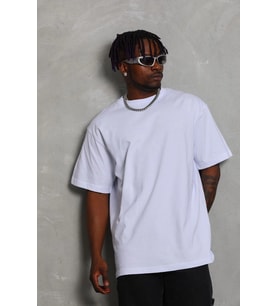 Erkek Düz Yazlık Kısa Kol Tişört Bisiklet Yaka Oversize T-Shirt - Beyaz