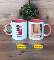 Dedeye Hediye Kupa Bardak Pembe Fotoğraflı Dedeye Babalar Günü Hediyesi