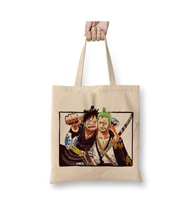 Luffy One Piece Zoro And Luffy Bez Çanta Uzun Saplı Alışveriş Çantası Plaj Çantası (Beyaz)