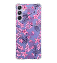 Samsung Galaxy A54 Uyumlu Köşe Korumalı Antişok Kapak Floral Pembe Tasarımlı Şeffaf Silikon Kılıf