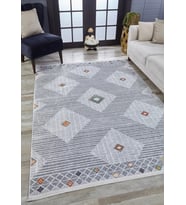 Dijital Kaymaz Yıkanabilir Gri Geometrik Salon Halısı Mutfak Halısı Koridor Halısı Yolluk HLN1645