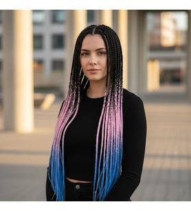 Afrika Örgüsü Ve Rasta İçin Sen Ombreli / Siyah / Pembe / Mavi