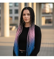 Afrika Örgüsü Ve Rasta İçin Sen Ombreli / Siyah / Pembe / Mavi