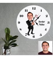 Ajan Özel Karikatürlü Kişiye Özel Ahşap Duvar Saati