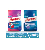 Renax Toz Camasır Deterjanı 8 Kg 2 Li Paket Renkliler Ve Beyazlar