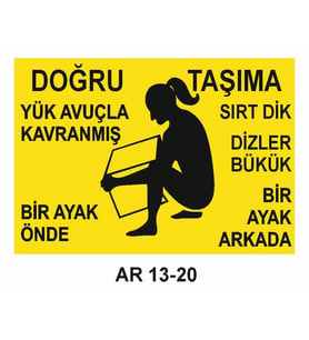 DOĞRU TAŞIMA KADIN FİGÜRLÜ İŞ GÜVENLİĞİ UYARI LEVHASI 1 ADET PVC 21 X 29CM