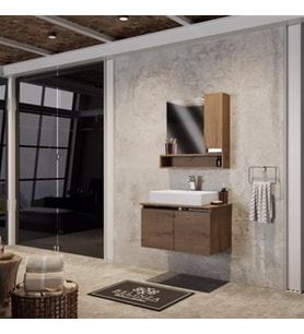 BELİNZA REGİNA BANYO DOLABI TAKIMI KESTANE 80 CM (Karışık)