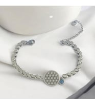 Kadın Arpa Zincirli Yaşam Çiçeği Çelik Bileklik (Gümüş)