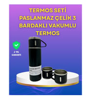 Mey İthalat® Çelik Termos Bardak Seti 500 ml Kapasite, Kaymaz Taban, Hediye Kutulu