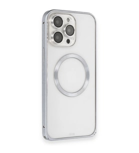Joko  İphone 15 Pro Max Kılıf Metal Bumper Magneticsafe Kapak - Gri